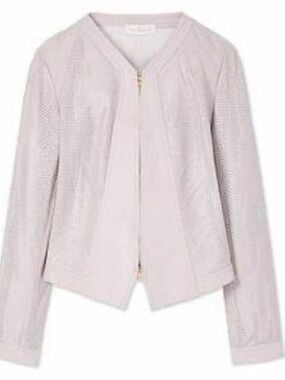 Tory Burch Pale Blush Pink Perforated Leather Jacket